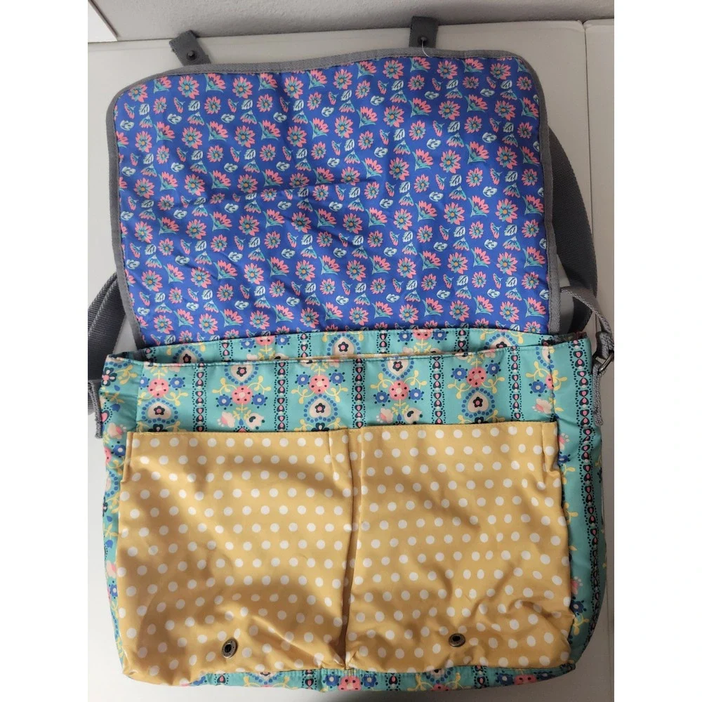 Matilda Jane Floral Polka Dot Messenger Bag Turquoise Crossbody Diaper Bag